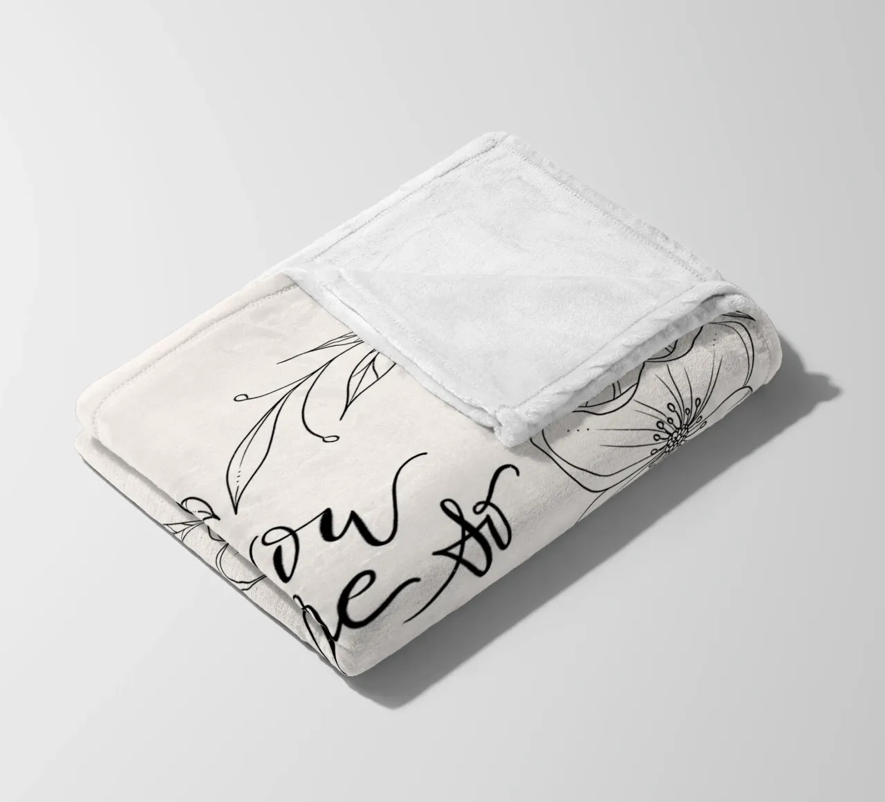 Cuore con fiori e foglie in line art. Dichiarazione d'amore. coperta in pile da CalliLetters