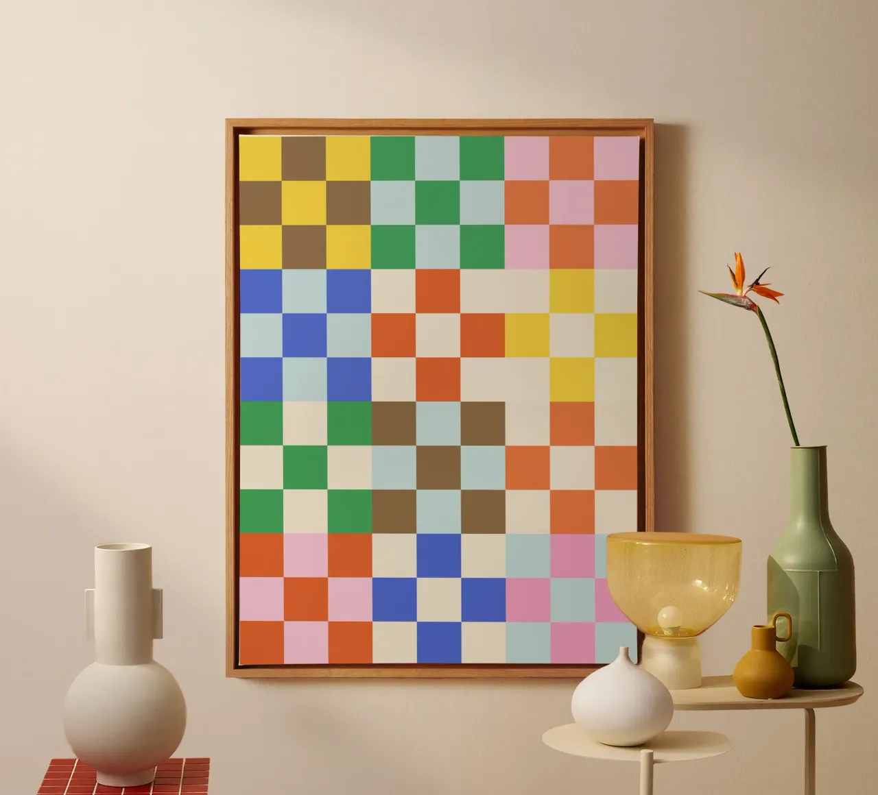 Funky Checkerboard Pattern canvas by Paigaam Studio