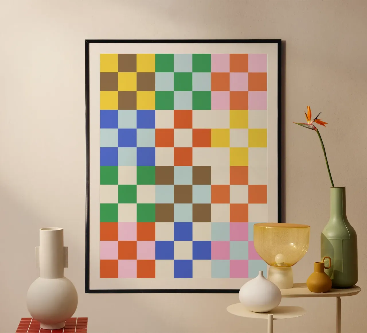 Funky Checkerboard Pattern poster by Paigaam Studio