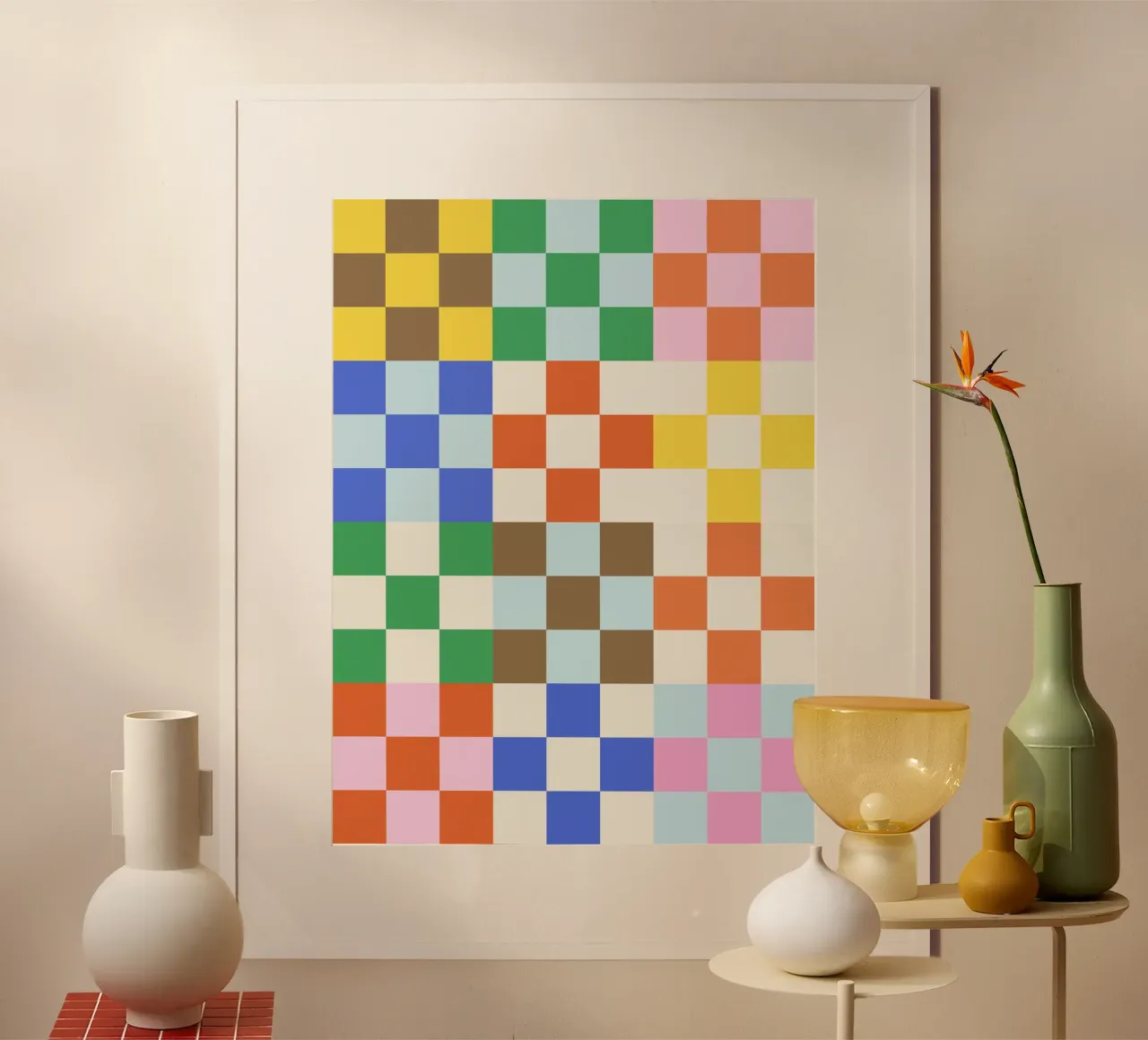 Funky Checkerboard Pattern poster by Paigaam Studio
