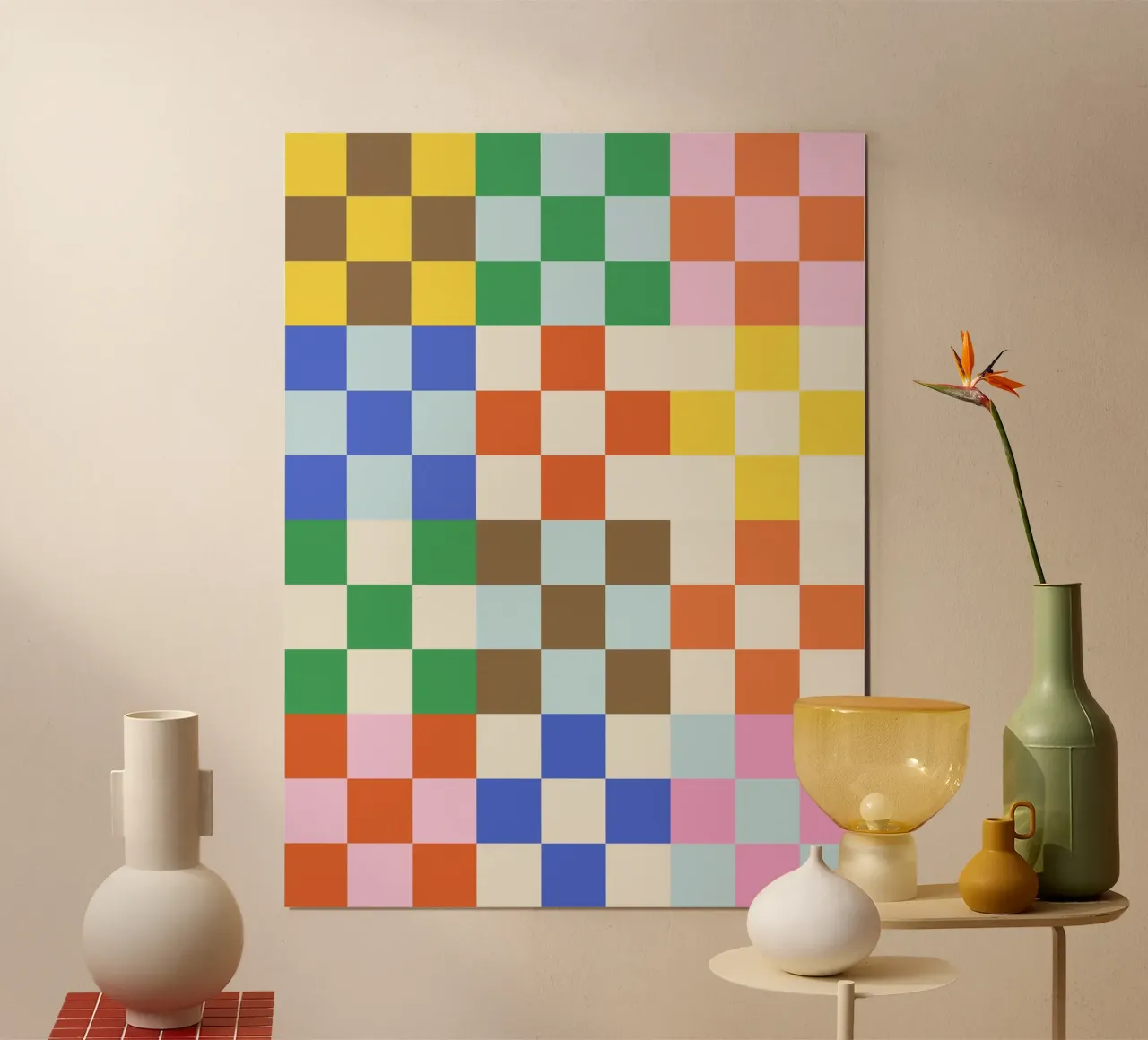 Funky Checkerboard Pattern poster by Paigaam Studio