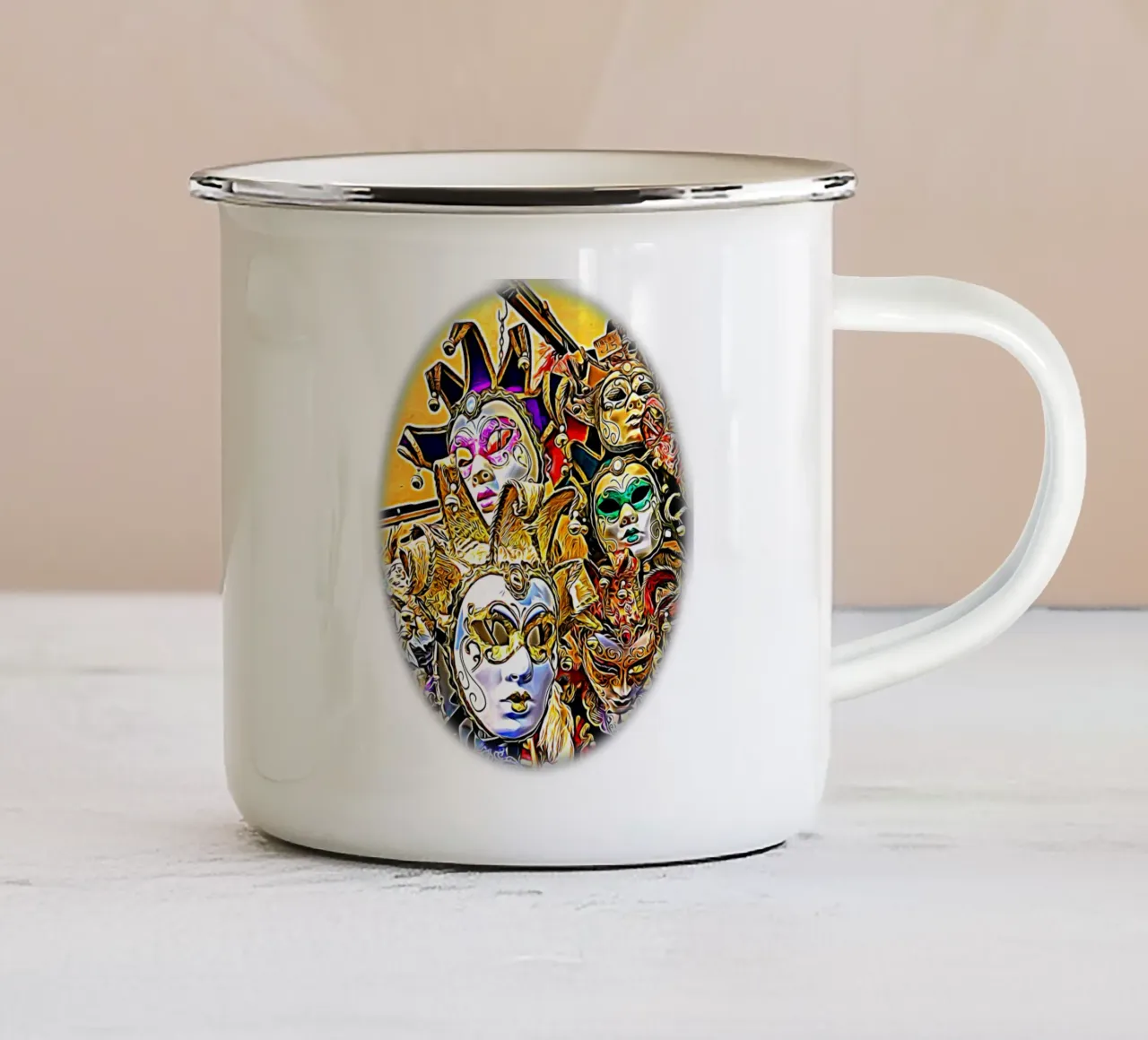 Carnaval tazza in smalto da Massimo Frascogna