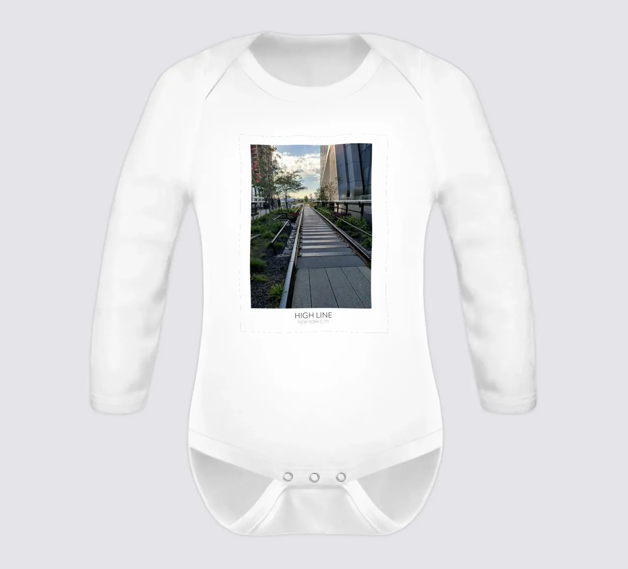 THE HIGH LINE, NEW YORK CITY long-sleeve baby romper by Wonderland Photography