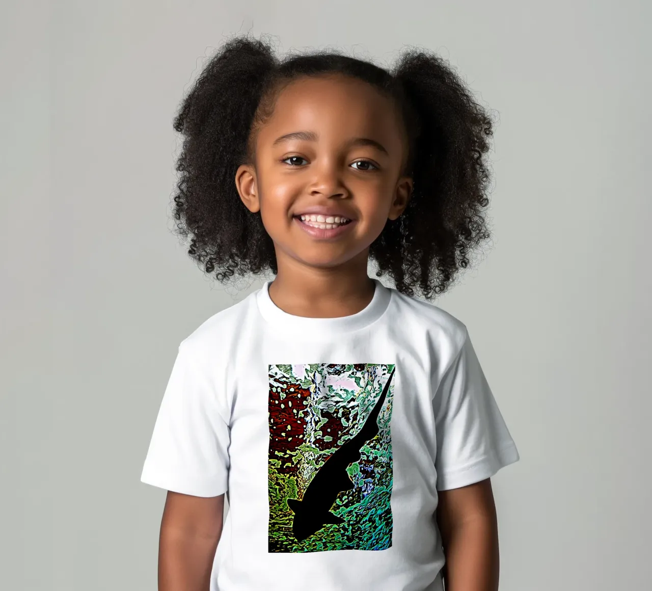 The black shark kids t-shirt by Massimo Frascogna