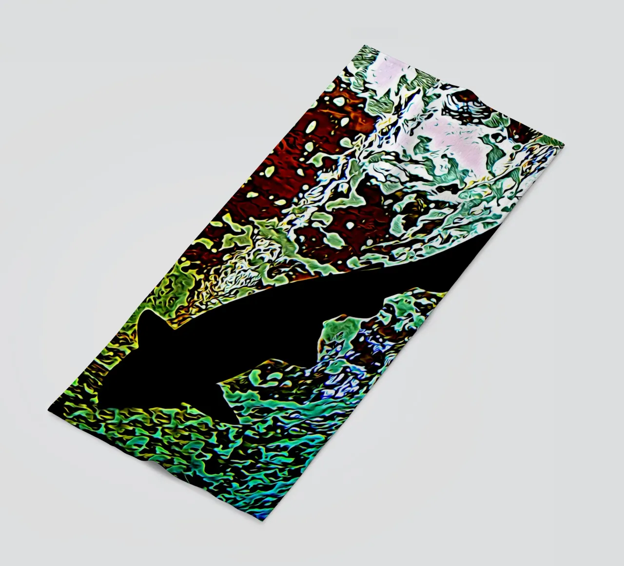 The black shark beach towel by Massimo Frascogna