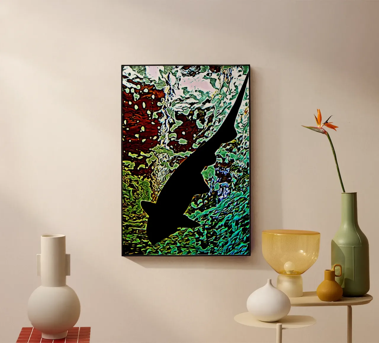 The black shark acrylic glass by Massimo Frascogna