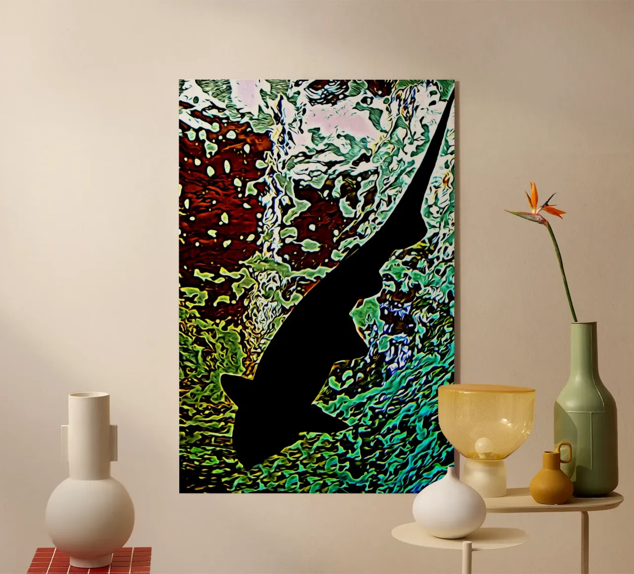 The black shark acrylic glass by Massimo Frascogna