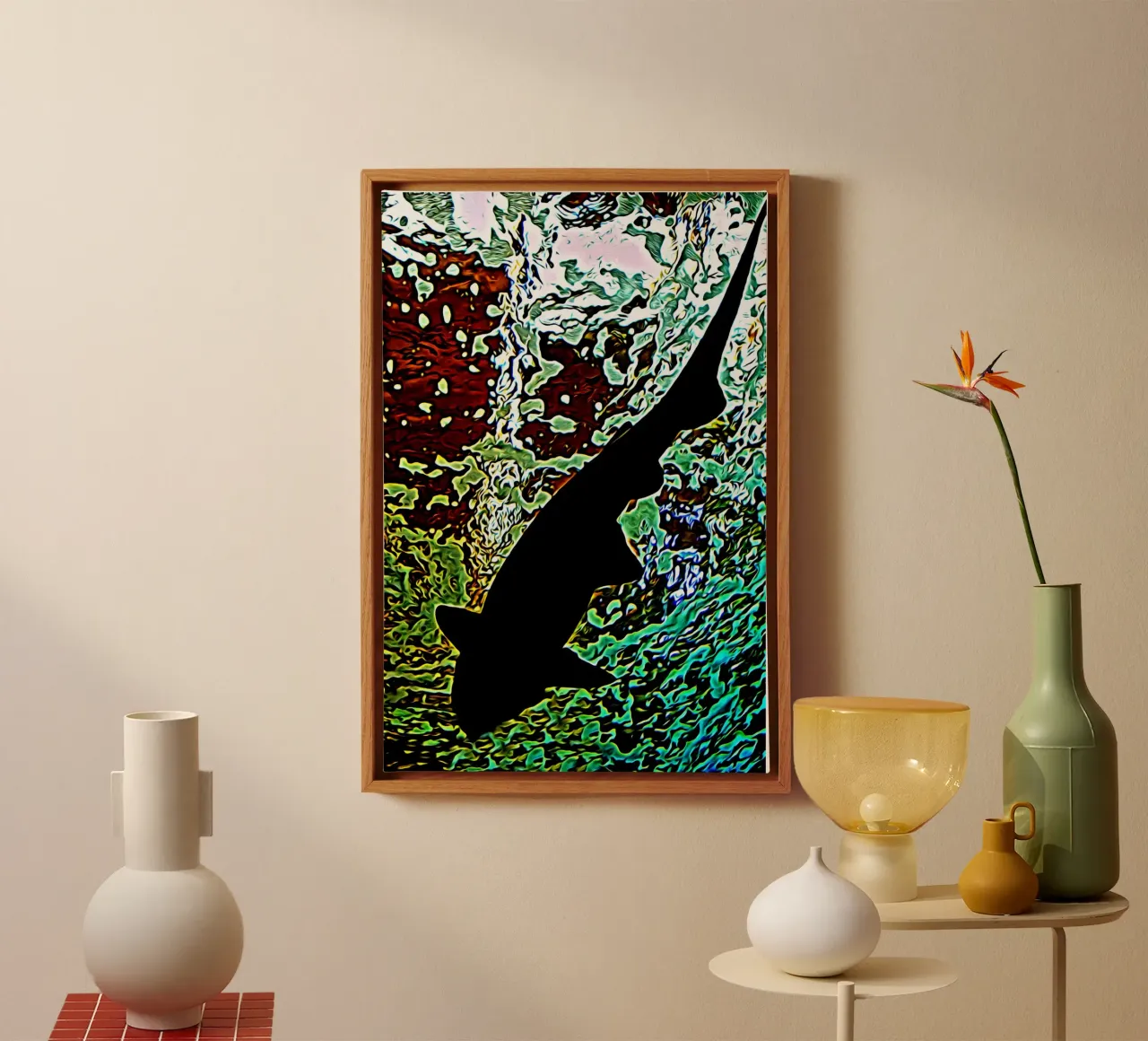 The black shark canvas by Massimo Frascogna