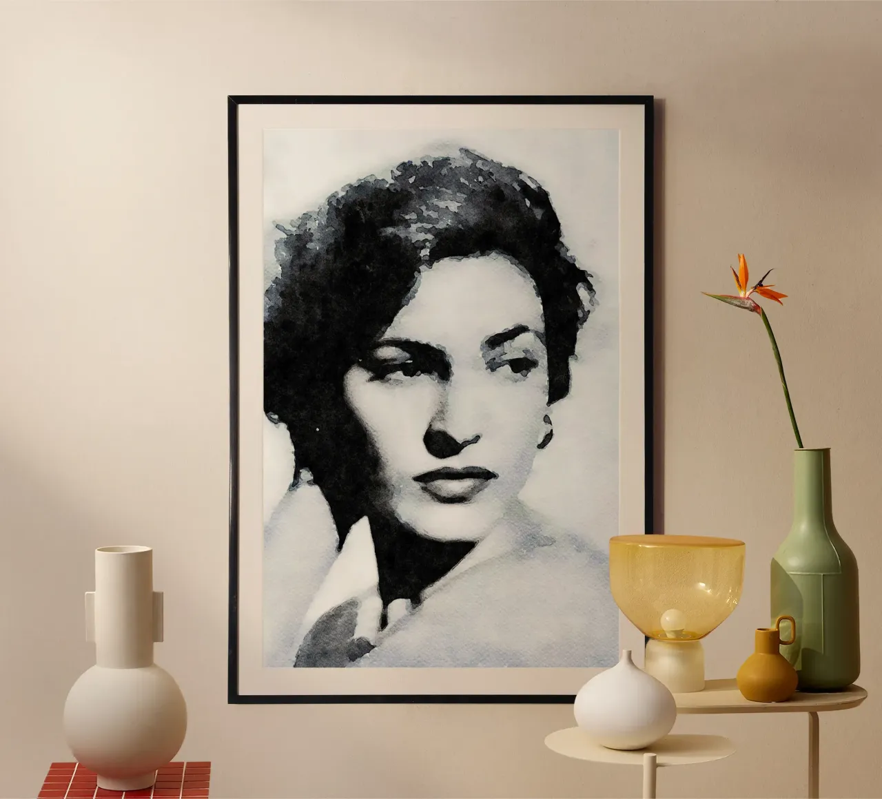 Teresa attrice poster con telaio in legno da Massimo Frascogna