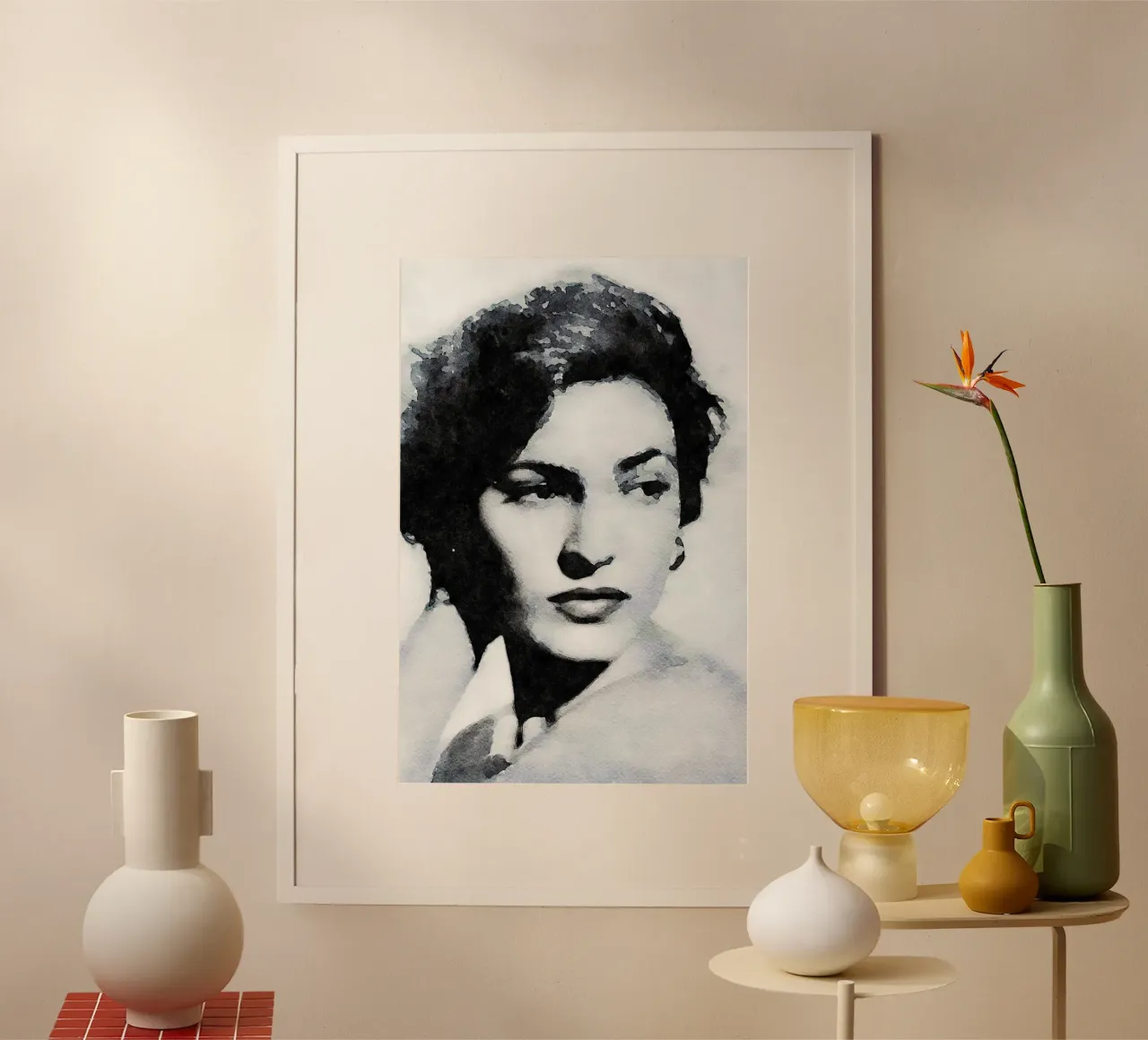 Teresa attrice poster con telaio in legno da Massimo Frascogna