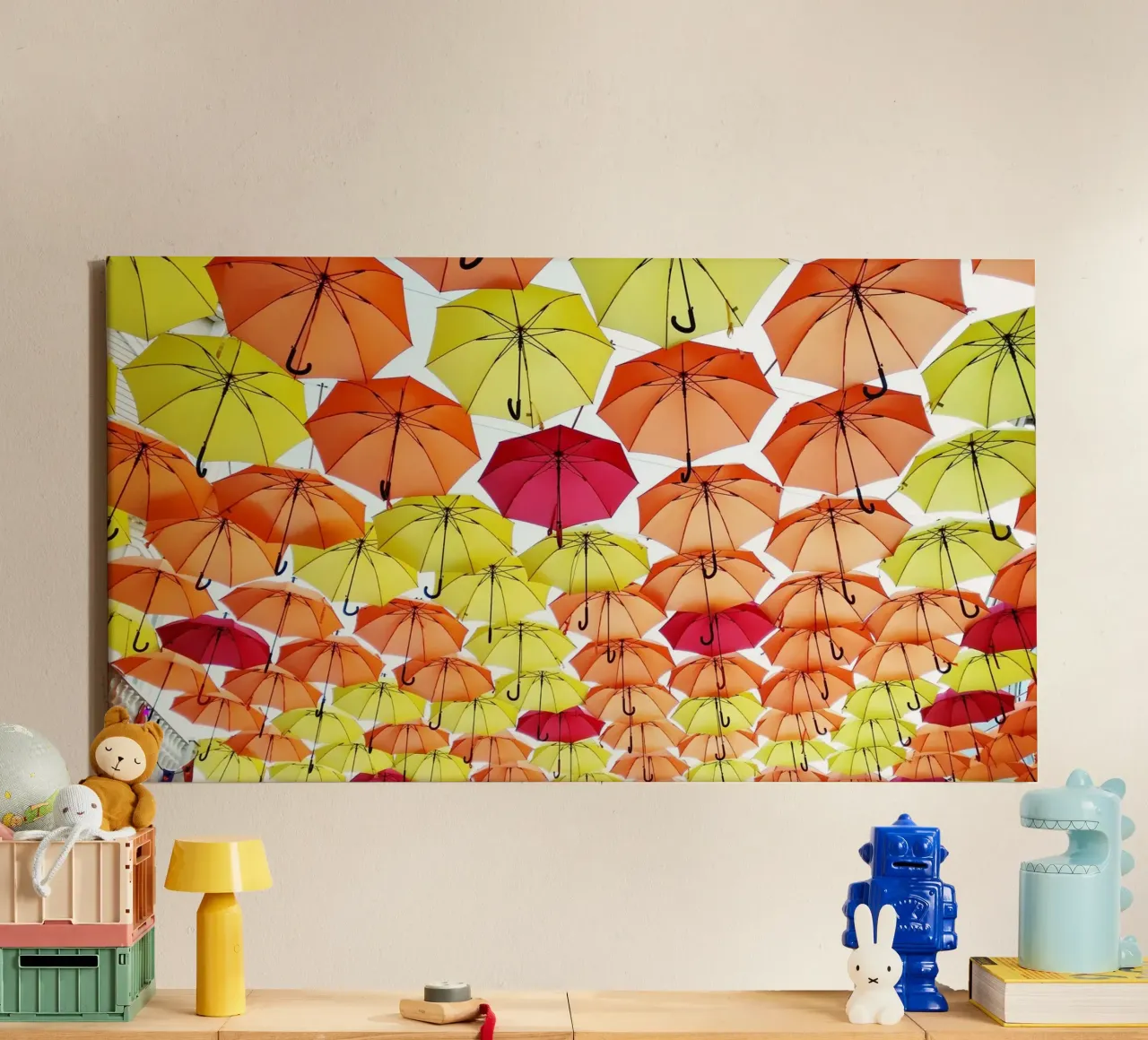 Open paraplu's canvas met Baklijst van Massimo Frascogna