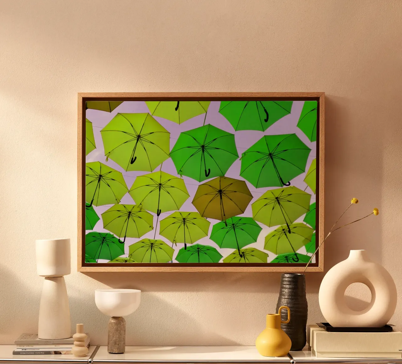 Open umbrellas canvas by Massimo Frascogna