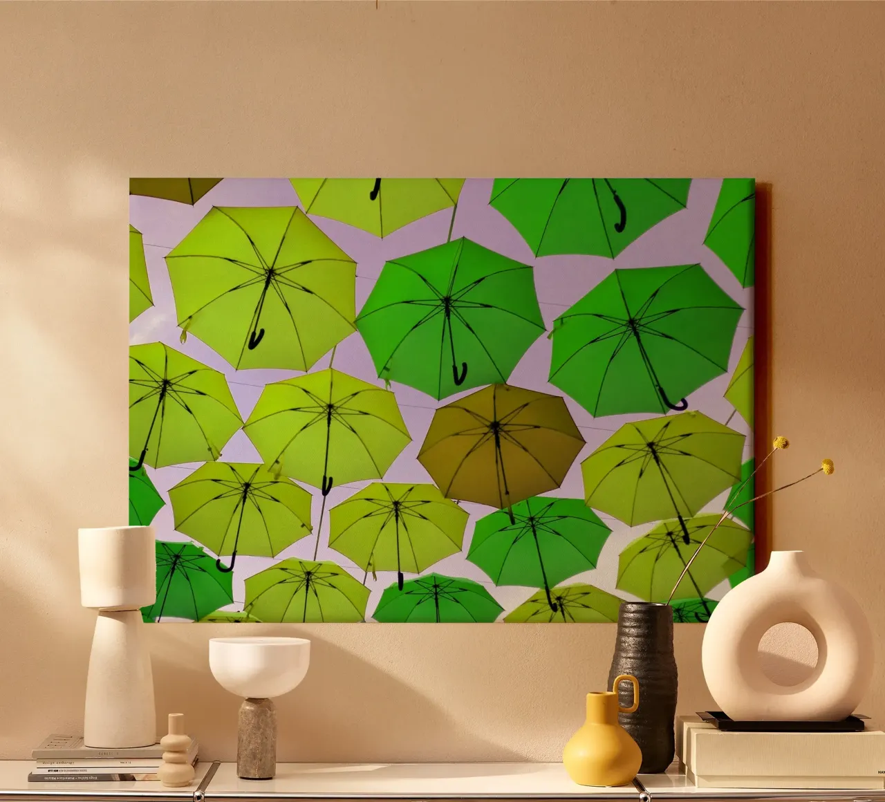 Open umbrellas canvas by Massimo Frascogna