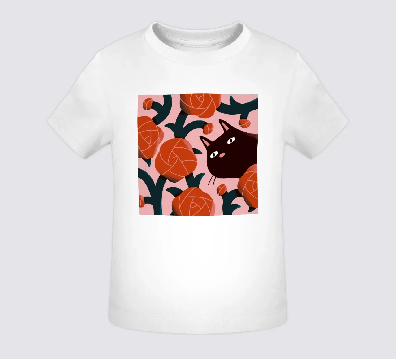 Cat and Roses baby t-shirt by sashakolesnik