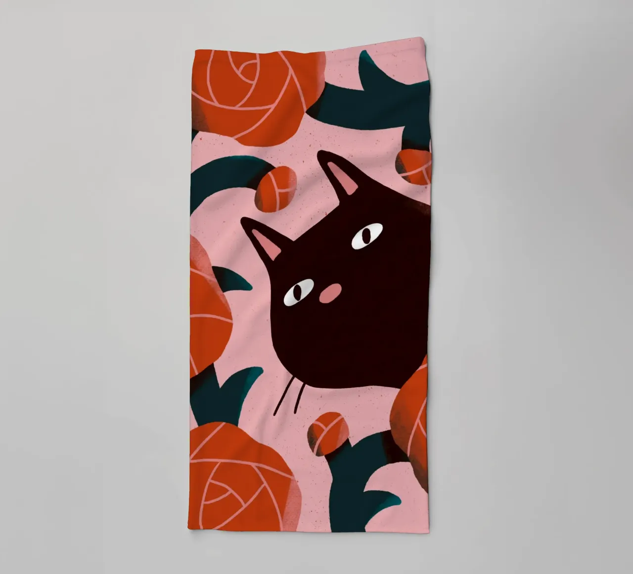 Cat and Roses towel by sashakolesnik