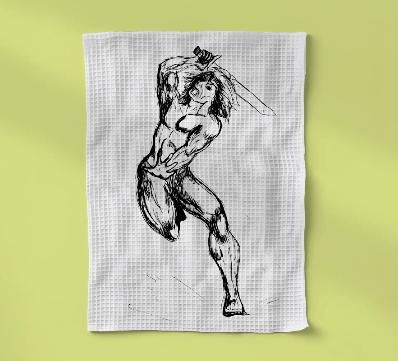 The warrior tea towel by Massimo Frascogna