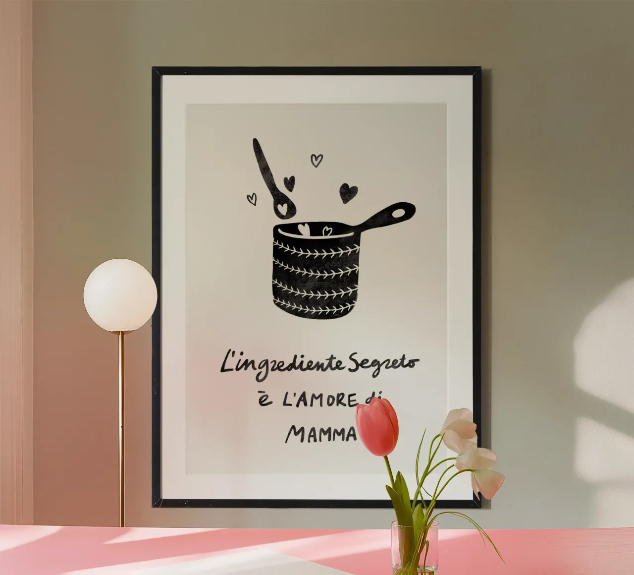 Cucina arte citazione italiana l'amore della mamma è il segreto poster da Studio Patruschka