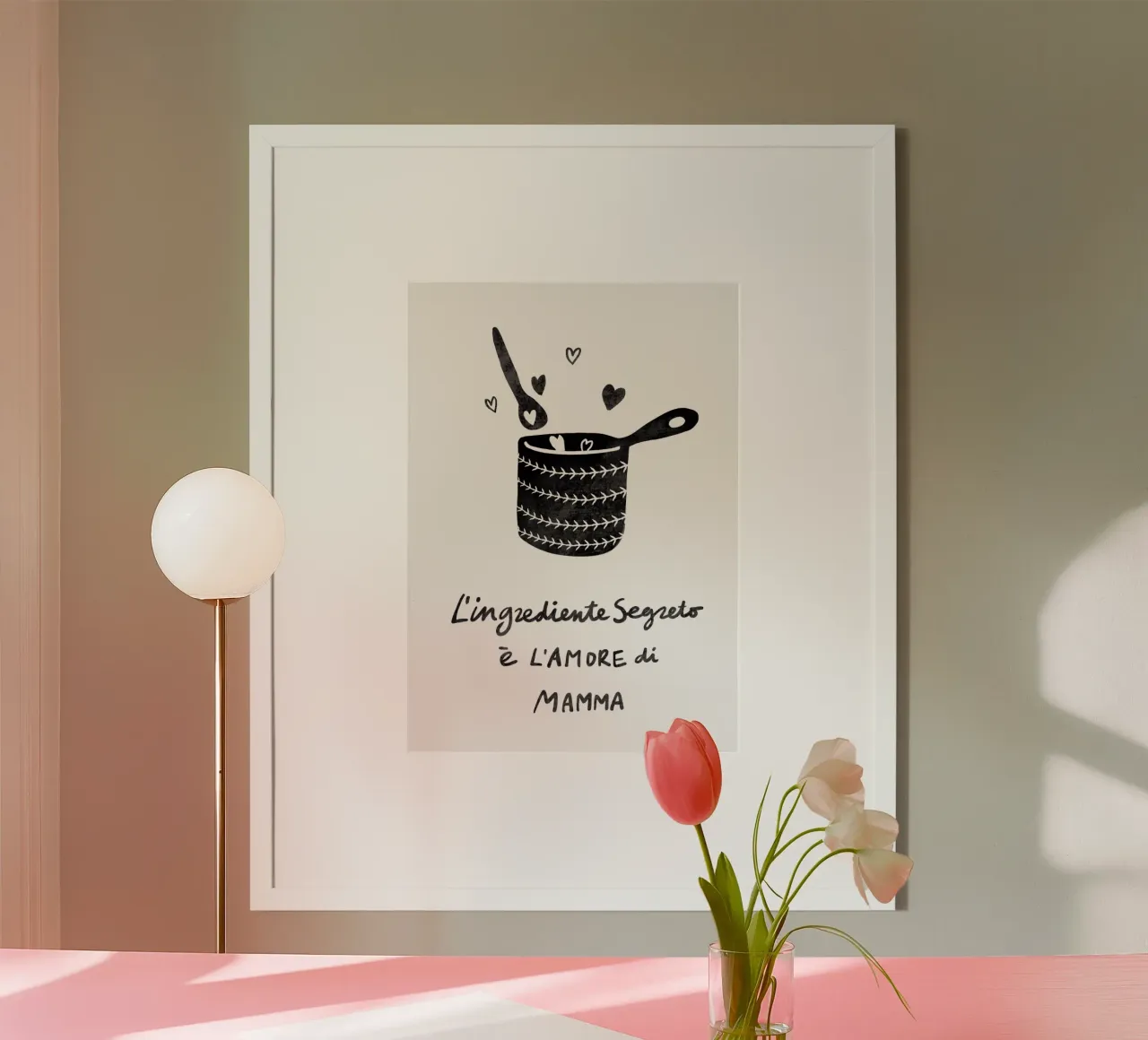 Cucina arte citazione italiana l'amore della mamma è il segreto poster da Studio Patruschka