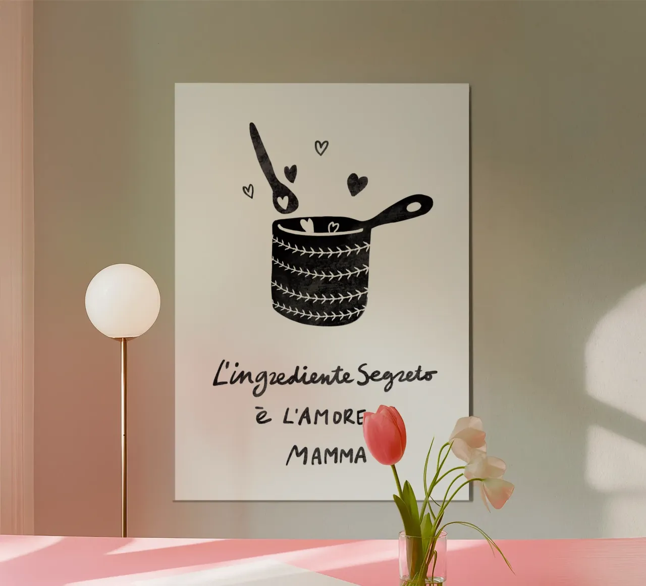 Cucina arte citazione italiana l'amore della mamma è il segreto poster da Studio Patruschka