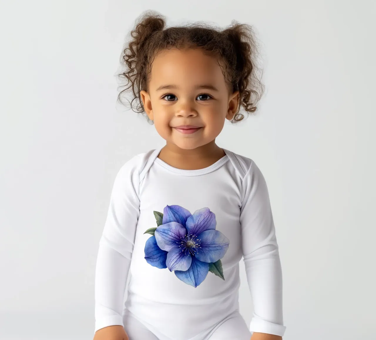 Bellflower 4 long-sleeve baby romper by Bold Blooms