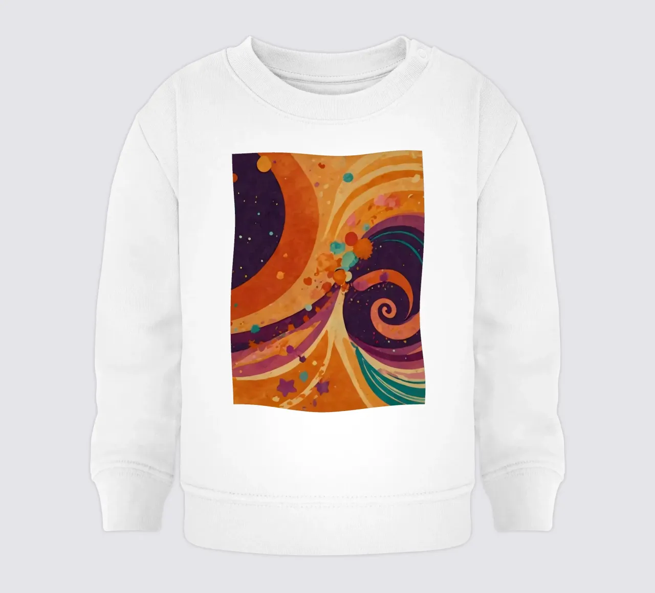 Colorful abstract patterns swirl across a vibrant background baby sweatshirt by DesignDoodle