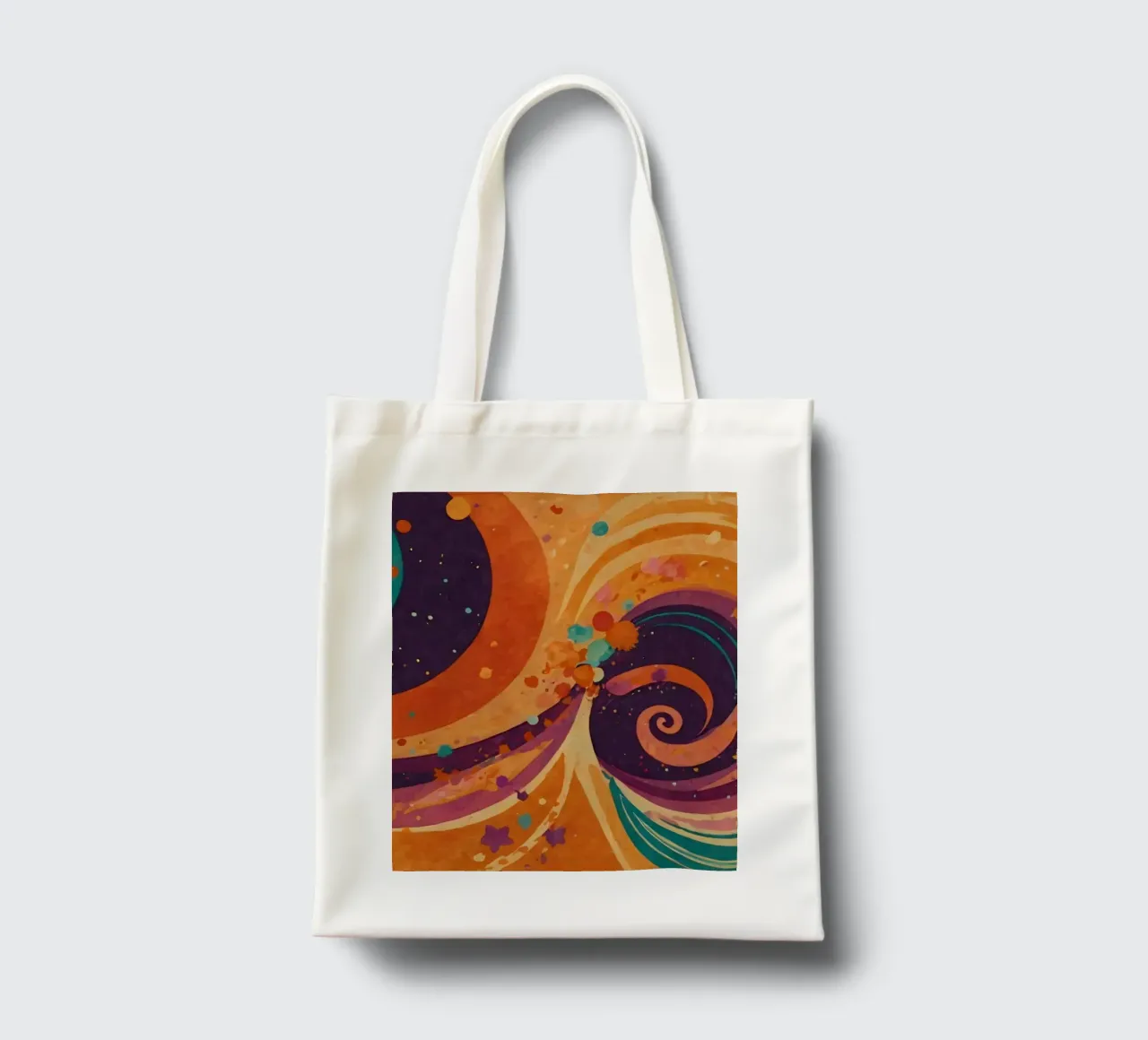 Colorful abstract patterns swirl across a vibrant background tote bag by DesignDoodle