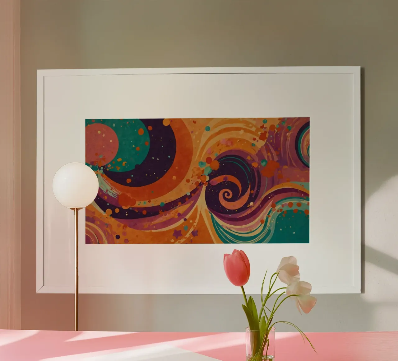 Kleurrijke abstracte patronen wervelen over een levendige achtergrond hahnemühle van DesignDoodle