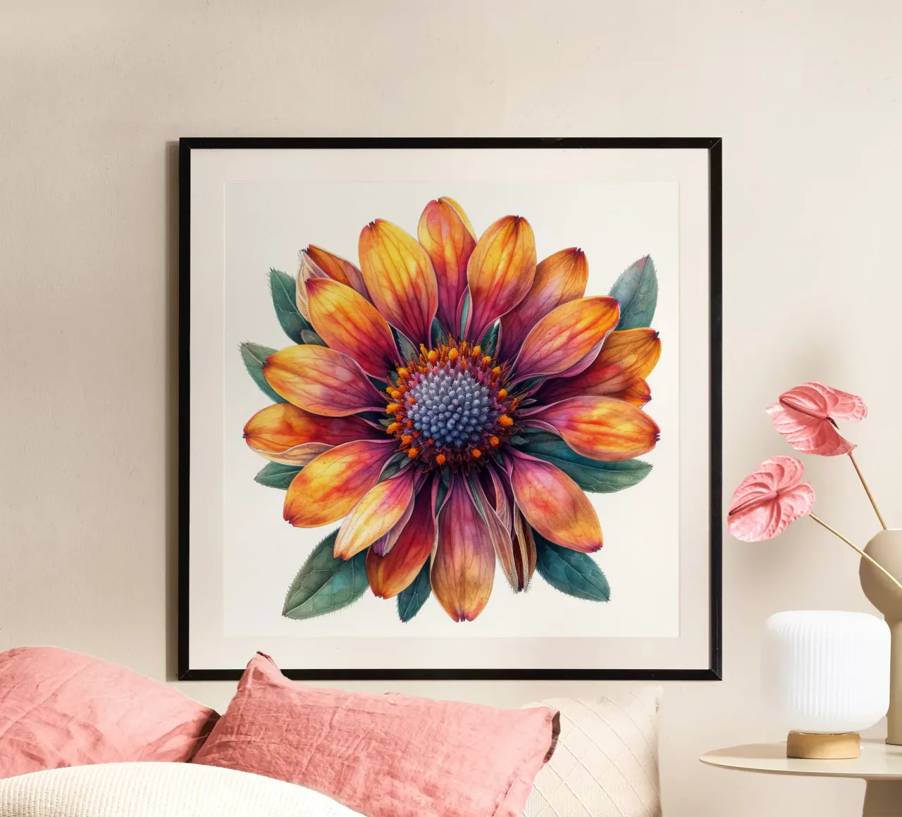 Fiore di coperta 1 poster con telaio in legno da Bold Blooms