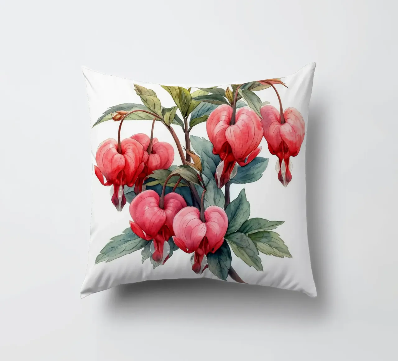Bleeding Heart Flower 2 decorative cushion by Bold Blooms