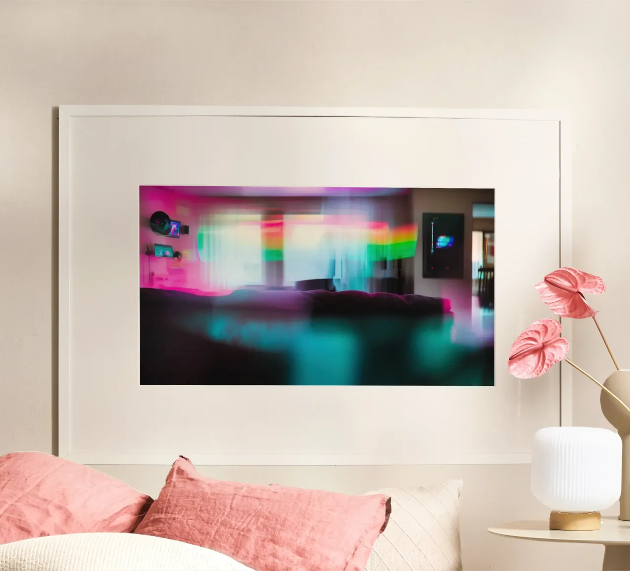 Salon iridescent: between dream and reality poster with plastic frame by Le Flou