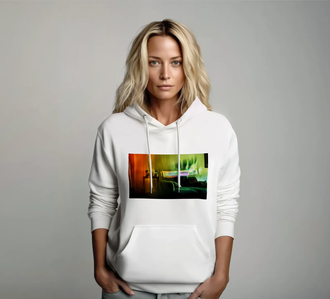 Riflessi astratti in un'atmosfera dorata felpa con cappuccio da Le Flou