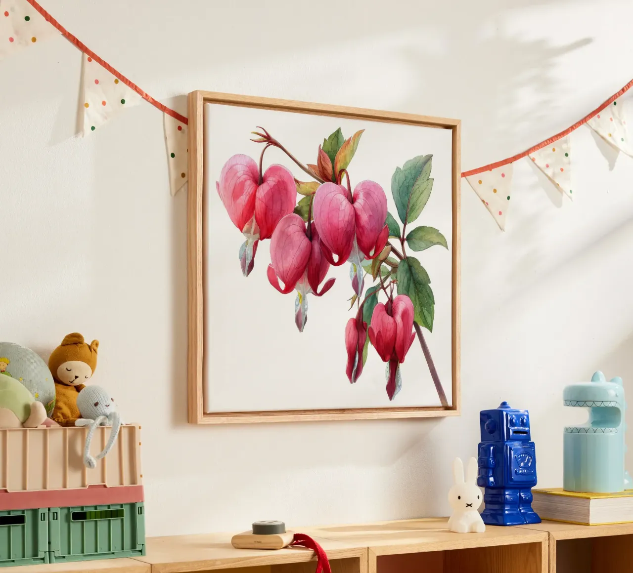 Bloedende hart bloem 1 canvas met Baklijst van Bold Blooms