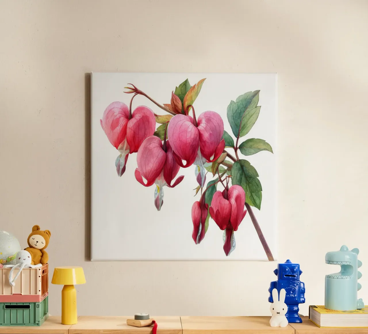 Bloedende hart bloem 1 canvas met Baklijst van Bold Blooms