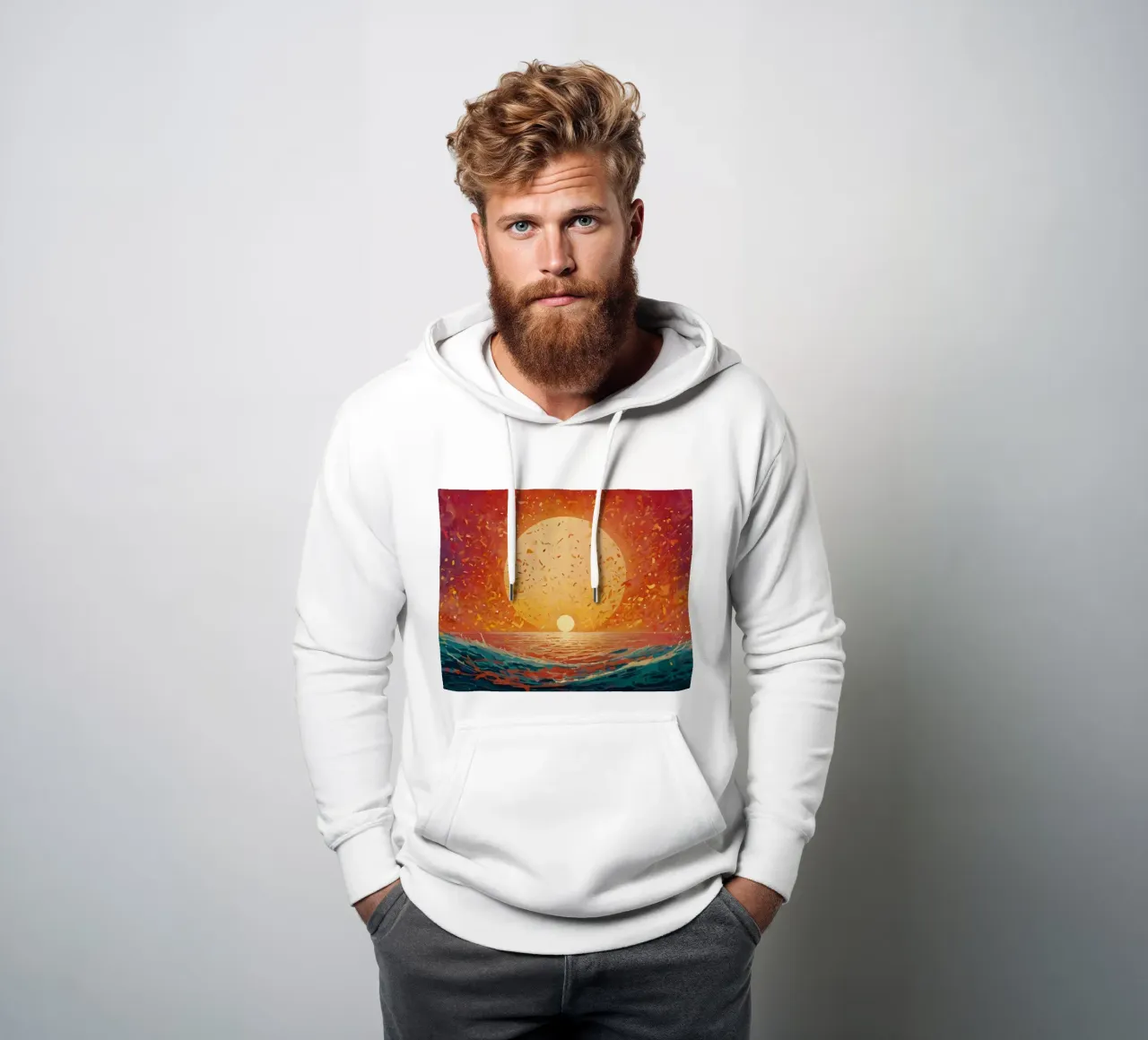 Un tramonto dipinge il cielo di colori sopra un oceano calmo felpa con cappuccio da DesignDoodle