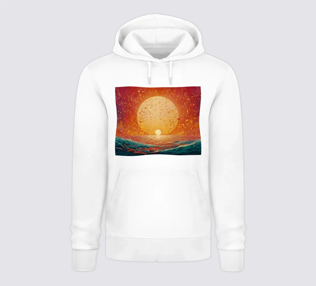 Un tramonto dipinge il cielo di colori sopra un oceano calmo felpa con cappuccio da DesignDoodle