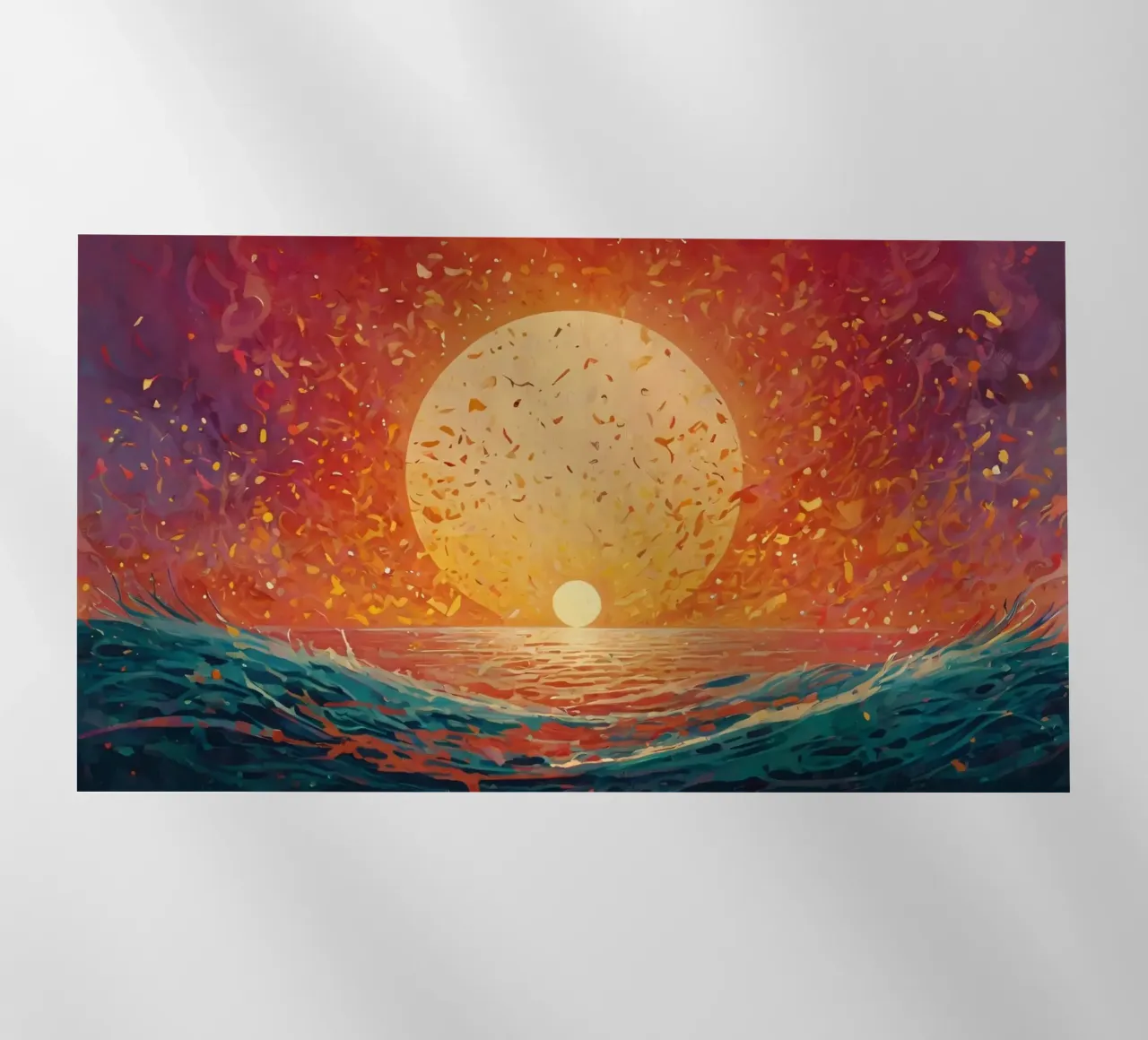 Un tramonto dipinge il cielo di colori sopra un oceano calmo pellicola backlit da DesignDoodle