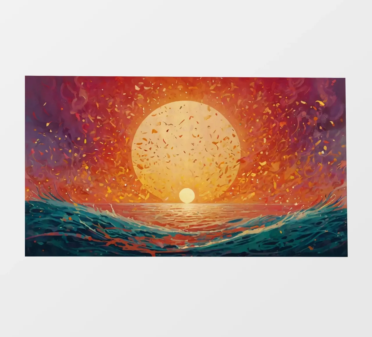 Un tramonto dipinge il cielo di colori sopra un oceano calmo telo in pvc da DesignDoodle