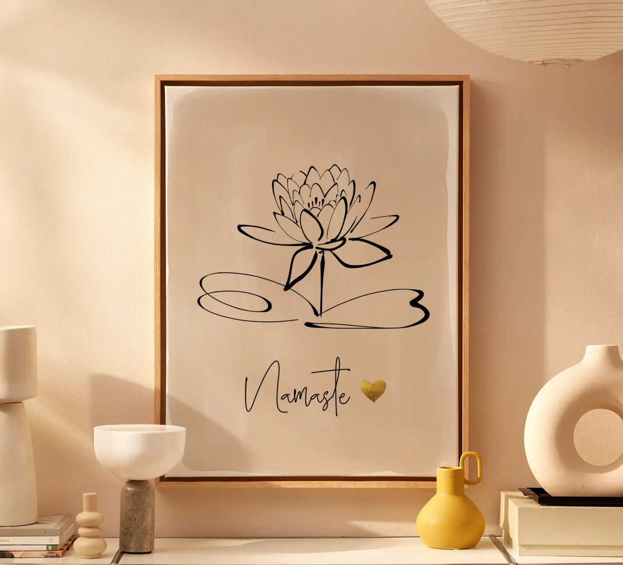 Namaste & Lotus Flower tela con Cornice a cassetta da ArtDesign by KBK