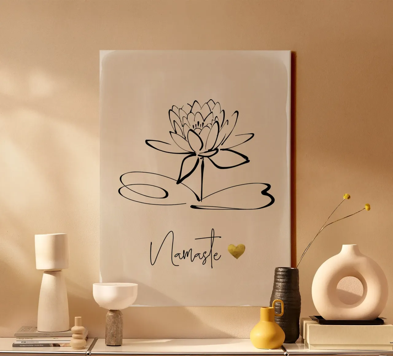 Namaste & Lotus Flower tela con Cornice a cassetta da ArtDesign by KBK