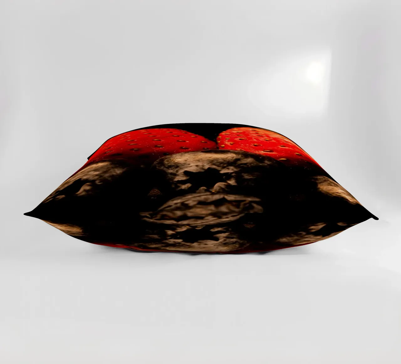Strawberries and blueberries against a black background decorative cushion by Marcus Beckert | Fotografie