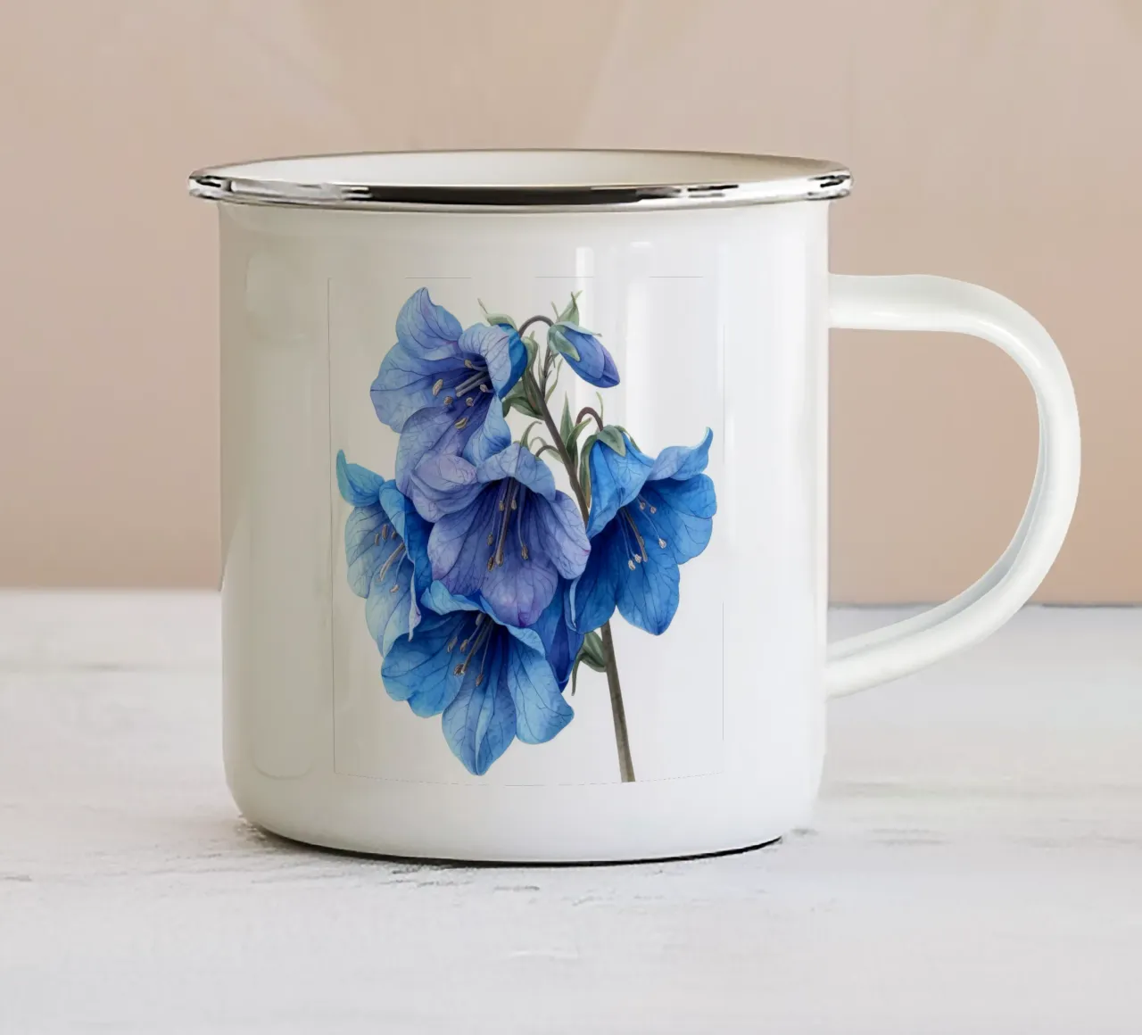Blauwborstje Bloem 4 emaille mok van Bold Blooms