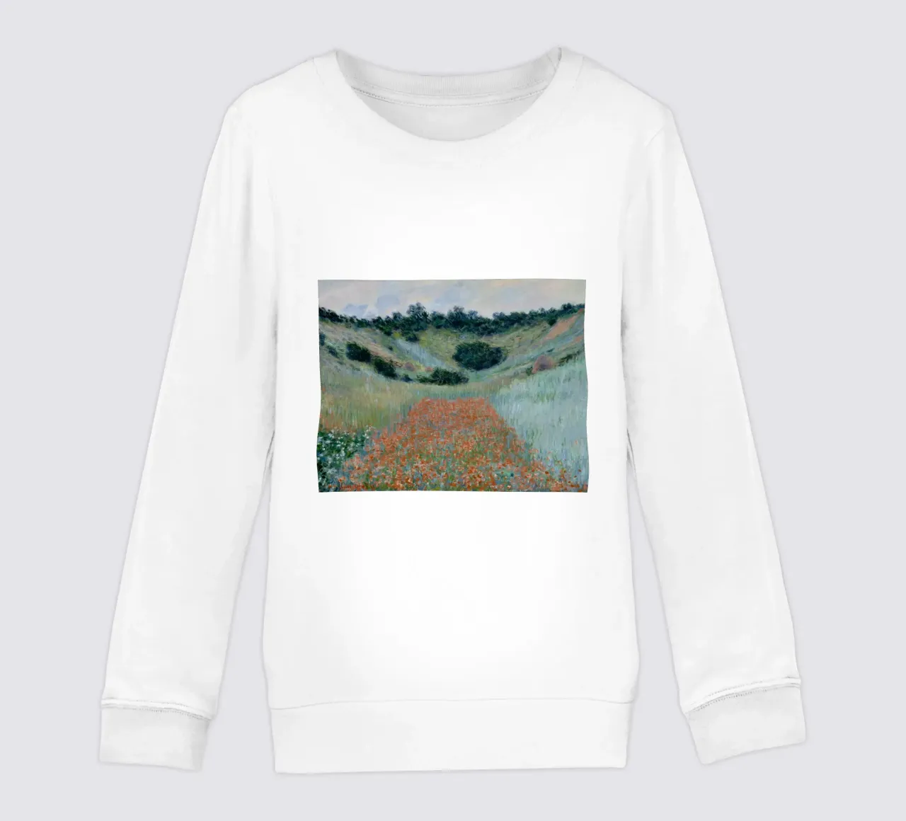 Claude Monet - Campo di papaveri in una conca vicino a Giverny felpa bambino da Timeless Artworks