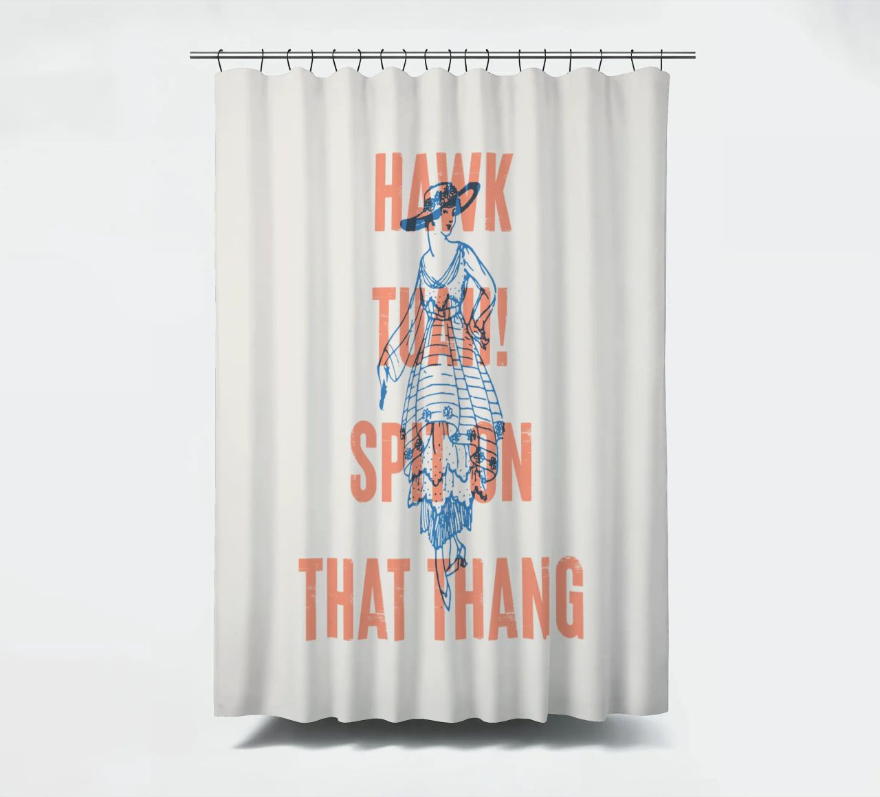 Hawk Tuah! Spuck auf das Ding Duschvorhang von Vintagrafica