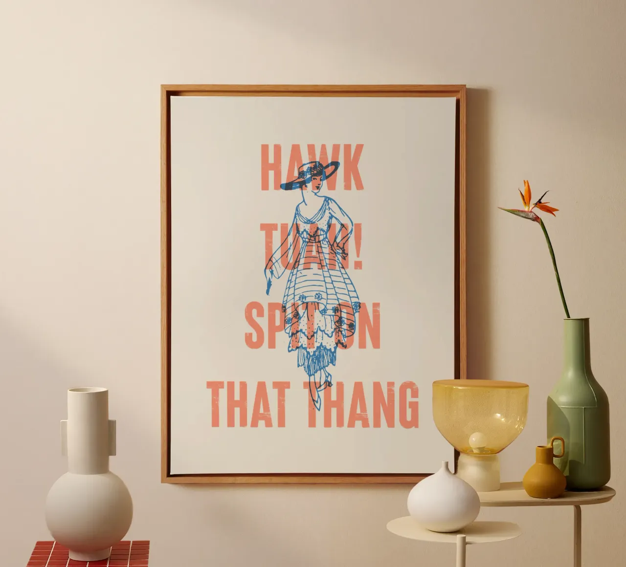 Havik Tuah! Spuug op dat ding canvas met Baklijst van Vintagrafica