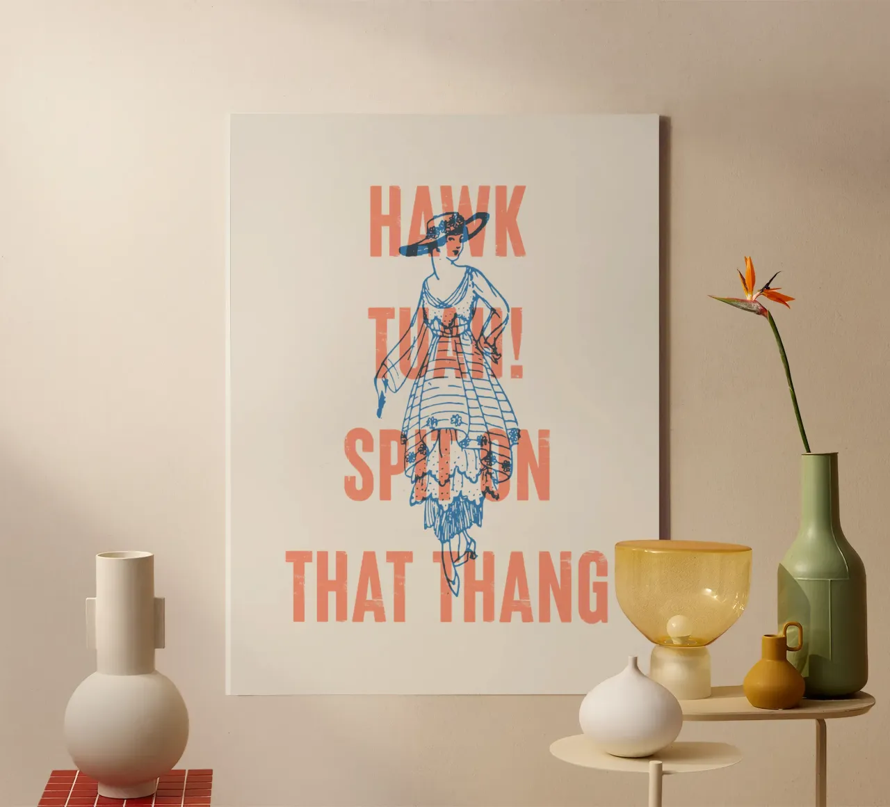 Havik Tuah! Spuug op dat ding canvas met Baklijst van Vintagrafica