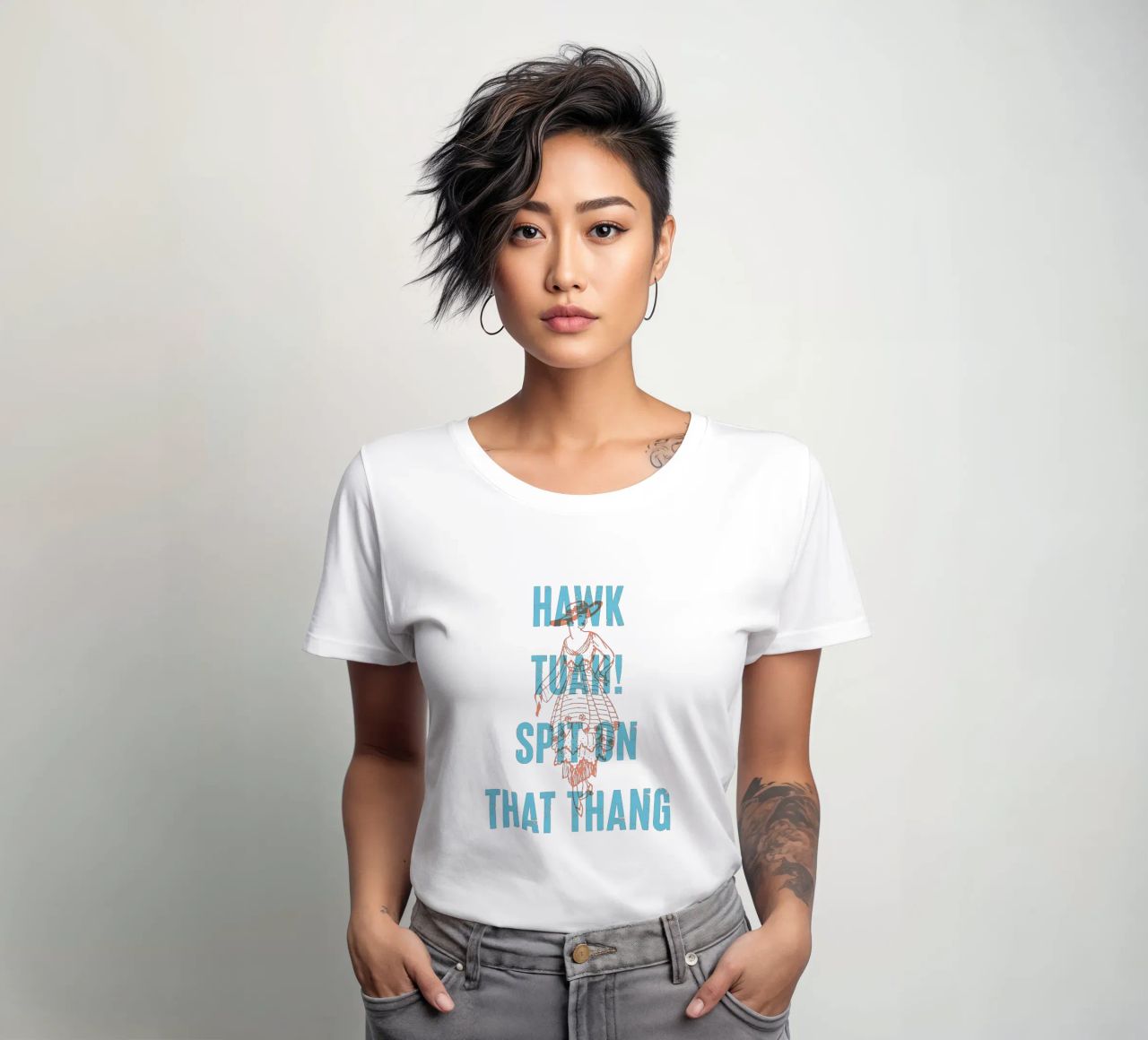 Hawk Tuah Spit on That Thang! Frauen T-Shirt von Vintagrafica