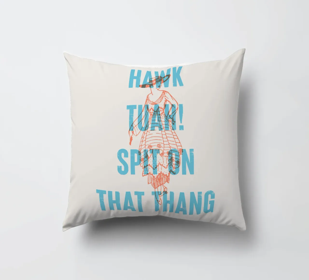Hawk Tuah spuugt op dat ding! kussen van Vintagrafica