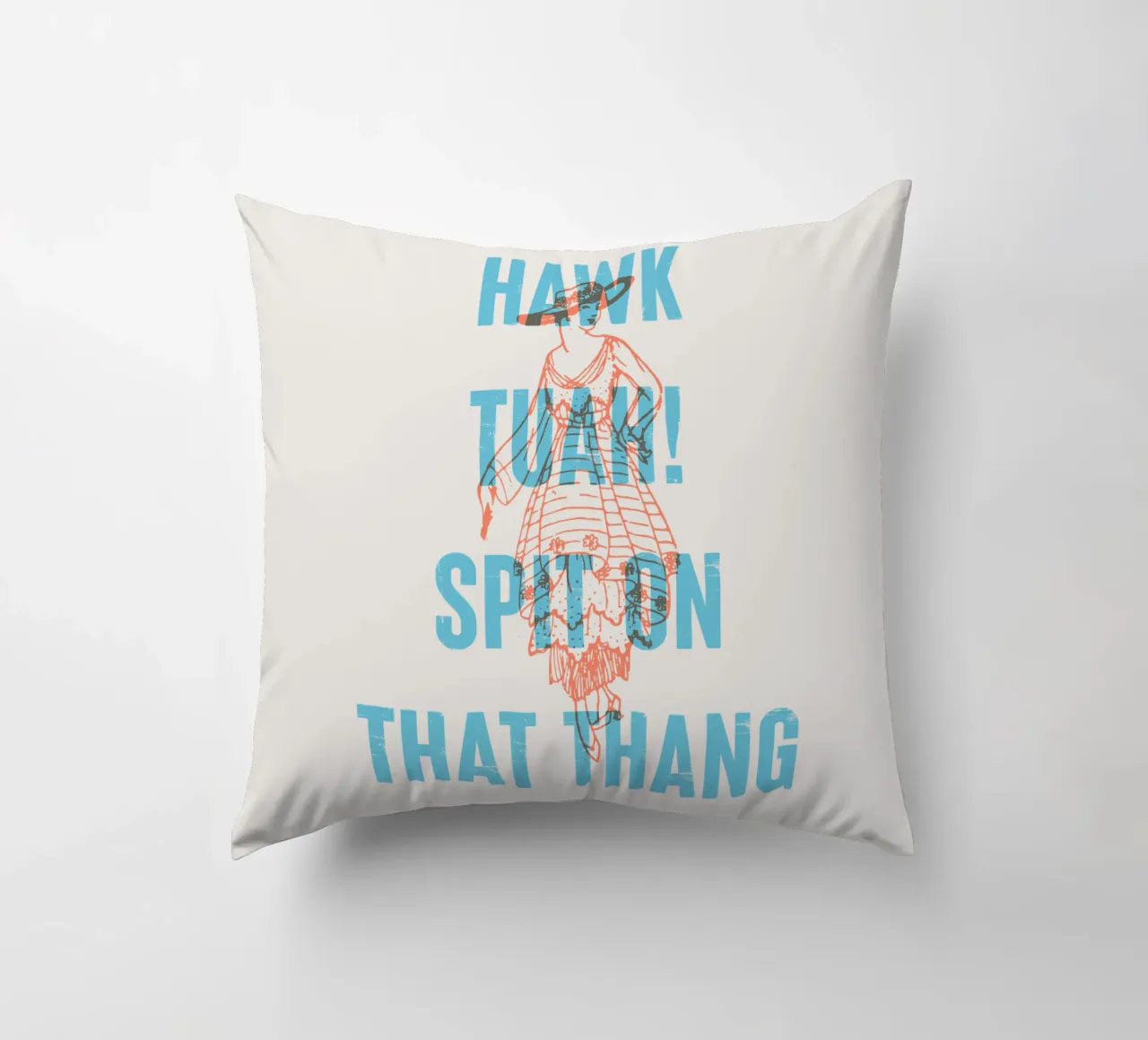 Hawk Tuah spuugt op dat ding! kussen van Vintagrafica