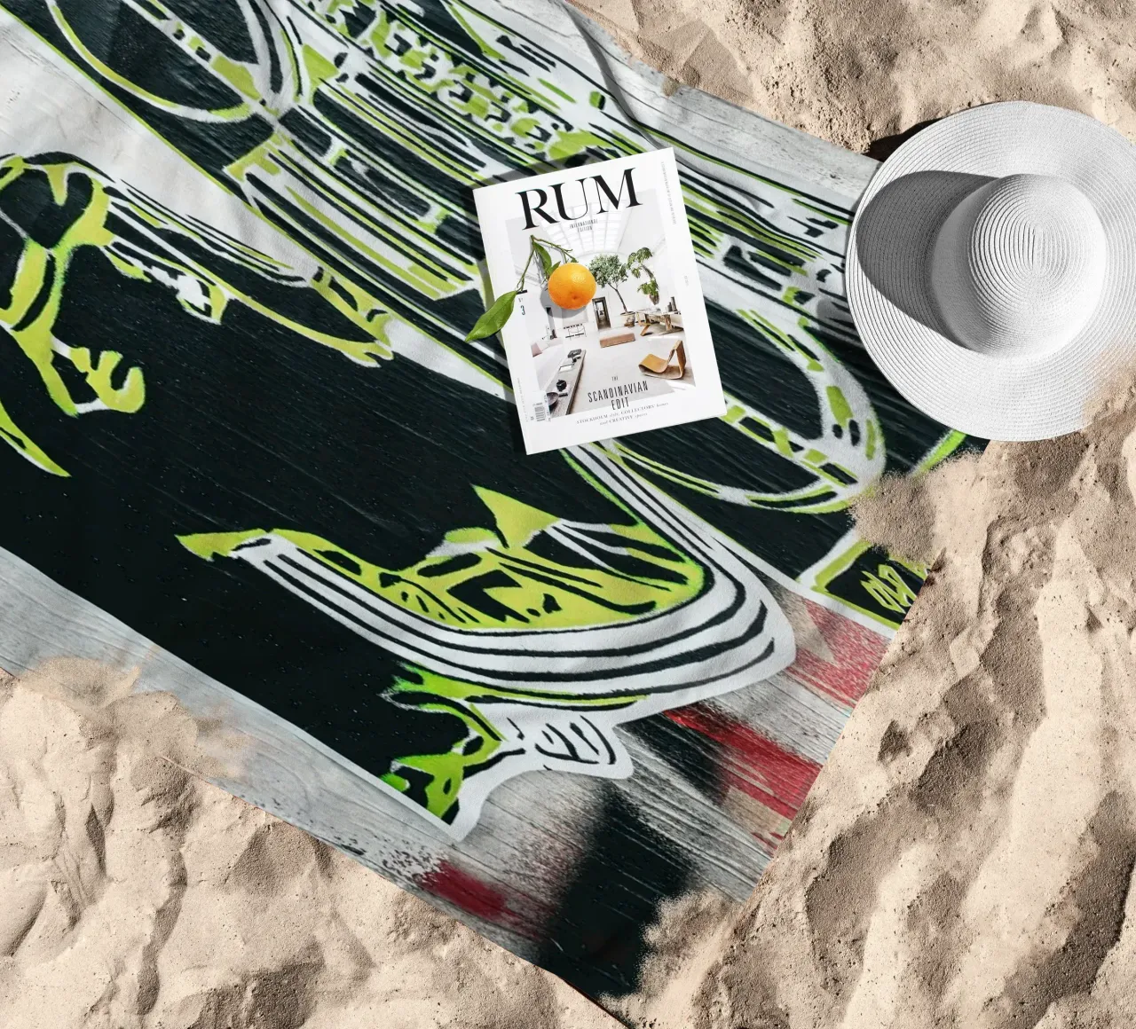 Hip Hop Head beach towel by Flo Klein