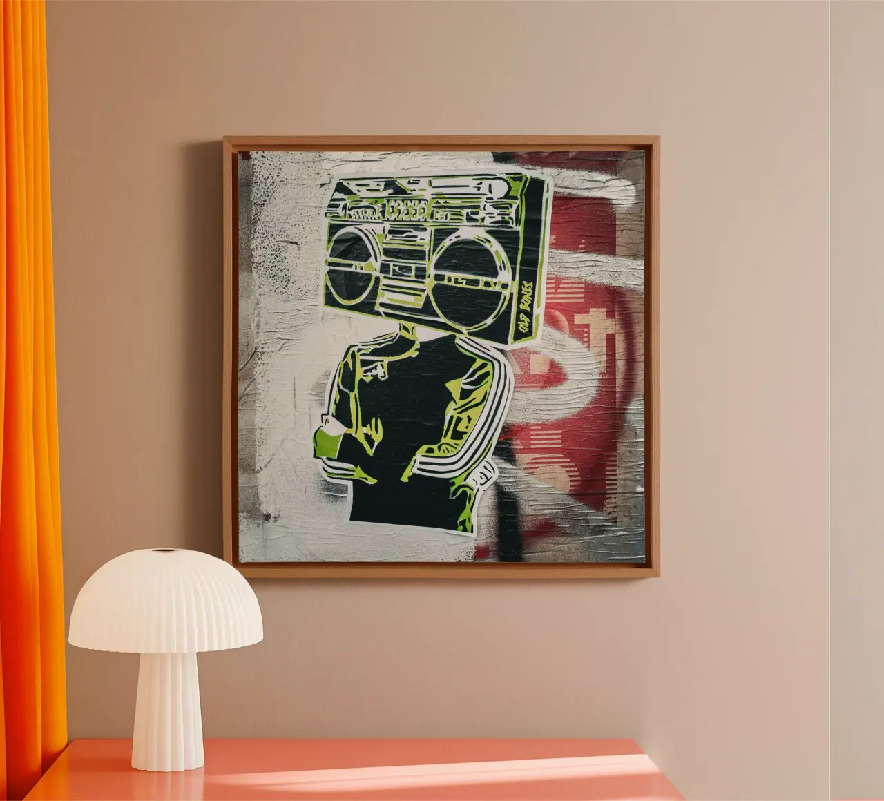 Hip Hop Head canvas with Floater frame by Flo Klein